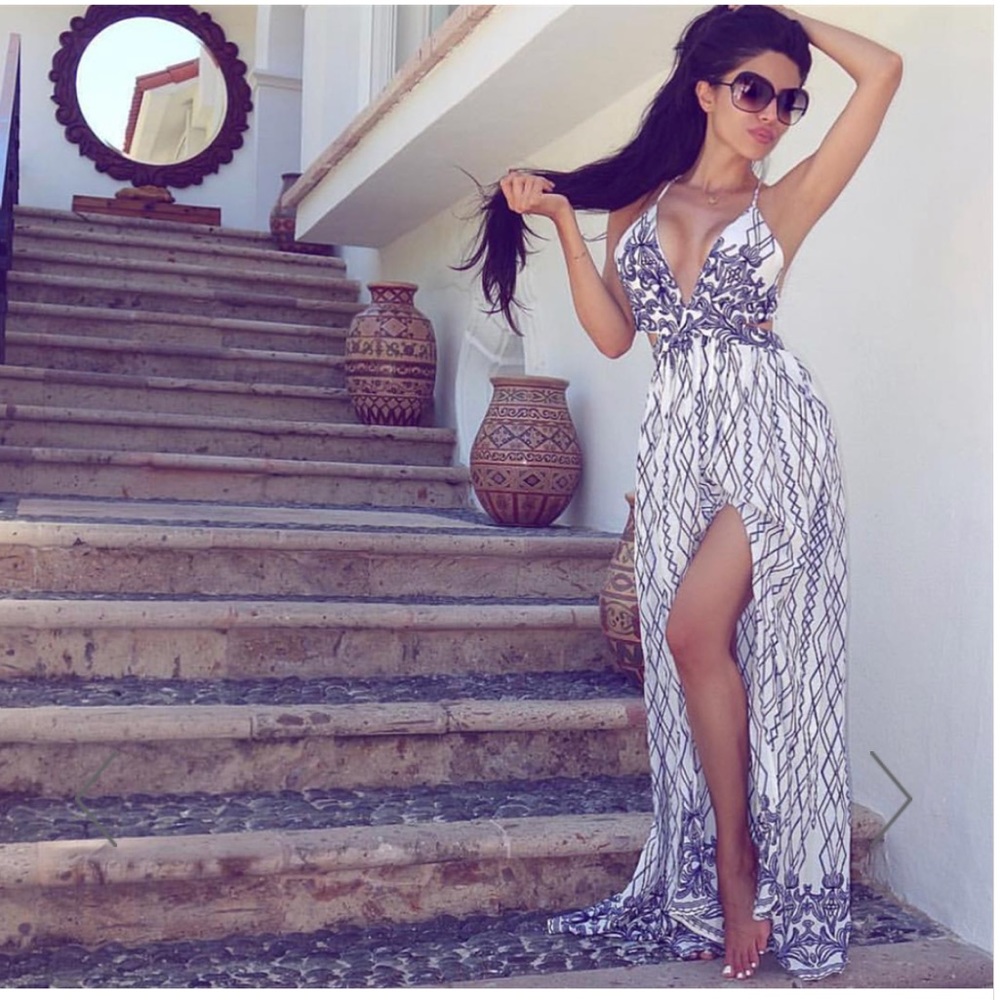 White boho maxi dress